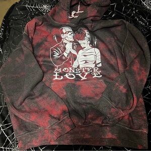Witchy Hollow Monster Love Bride of Frankenstein Tie Dye Halloween Hoodie XL